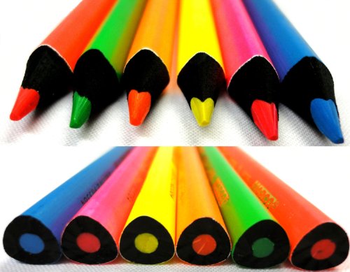 【日本未発売】蛍光色鉛筆/6本セット/MARCO社/三角鉛筆/マルコ♪_1