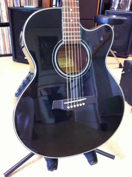 IBANEZ AEJ7E-BK エレアコ・ジャンボ・ボディー！チューナー付き(本体 