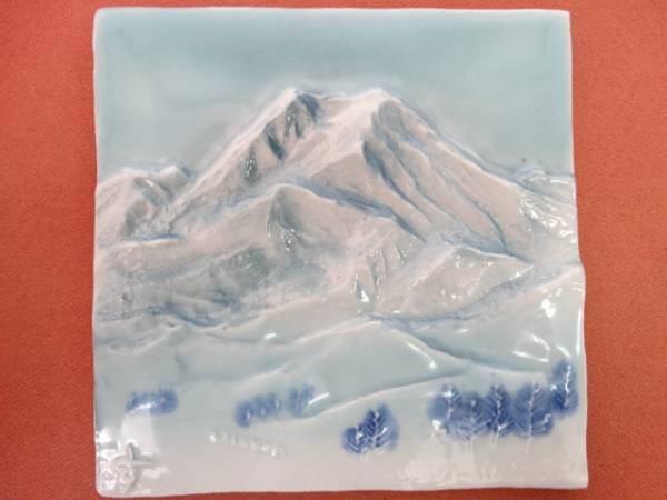 ○高井 進 陶板画 妙高山○日本工芸会正会員 額付(陶磁一般)｜売買され 