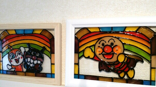 ハンドメイド雑貨*ステンドグラス風小物入れ*アンパンマン風*(置物
