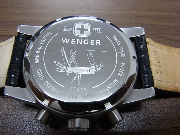 □ウェンガー クロノグラフ スイス製 7081X WENGER QZ(ウェンガー