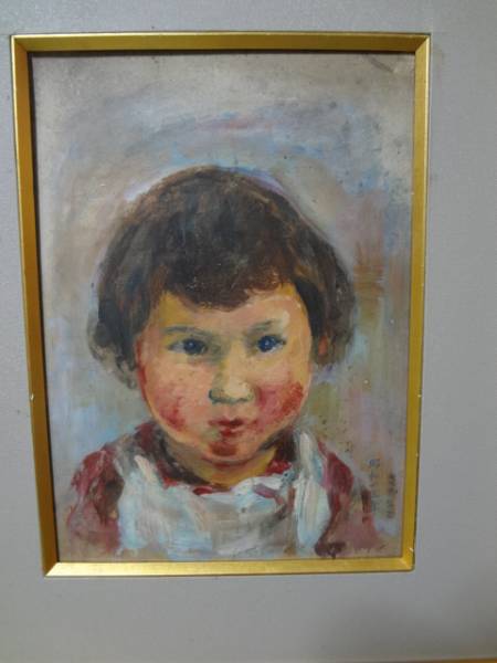 坂本繁二郎・八女の童子・油彩・ボード(人物画)｜売買された