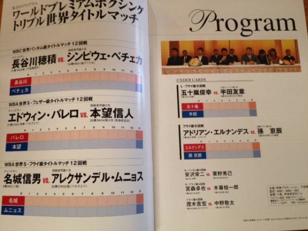 ボクシング パンフレット 長谷川穂積バレロ名城 Boxing Program