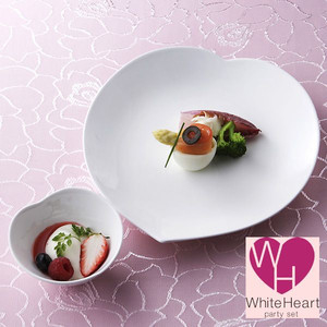 処分☆白いハート型 サラダパーティーセット お皿 コースター付_2