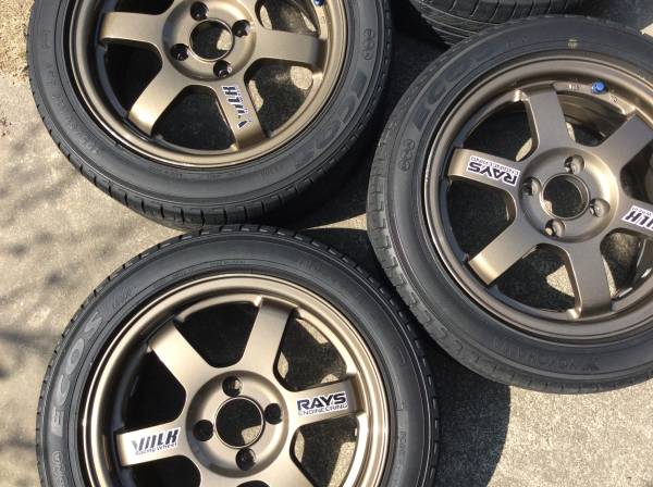 TE37風ホイール4本 ブロンズ 15インチ 6.5J +39 195/50R15(ラジアル