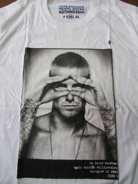 新品限定HYPE MEANS NOTHING デイビッドベッカムＴシャツＭ白