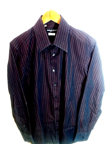 ドルチェ&ガッバーナ 光沢 ブラウン ストライプ シャツ slimfit