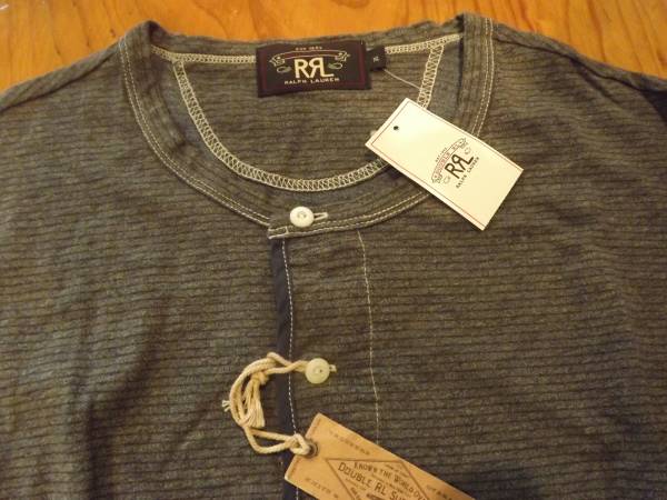 ★☆RRL インディゴ杢へザー チェック ヘンリーTシャツ　XL