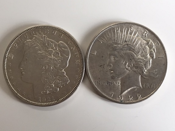 アメリカ 1921年 1922年 1ドル銀貨セット アメリカ ピースダラー 銀貨