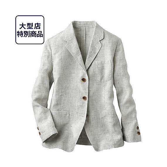4割引★ユニクロ×イネス2015ライトリネンチェックJK*ベージュL