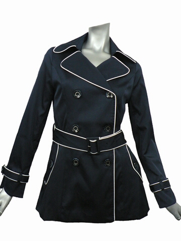 新品★バイカラーパイピングトレンチコートMネイビー