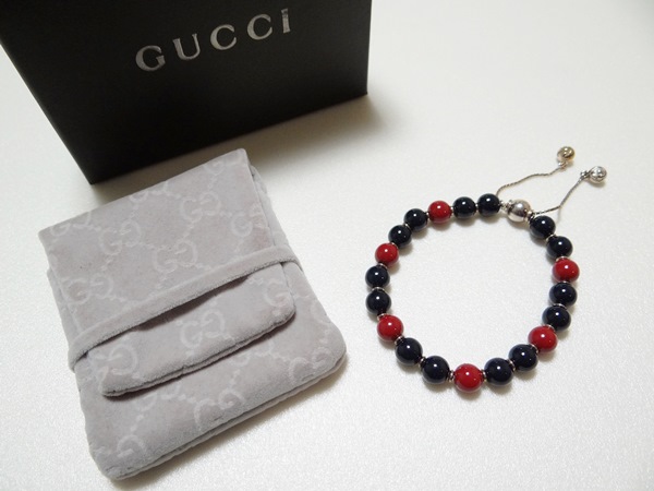 GUCCI (グッチ) 数珠 ブレスレット チャームブレスレット レッド 
