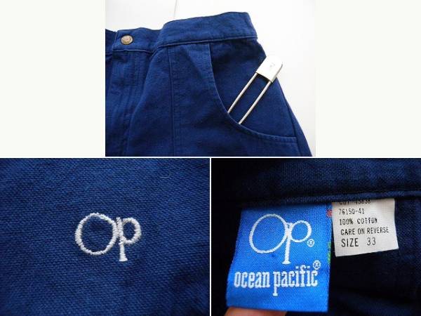 ほぼデッド■80'sOPコットンショーツ紺TALONジップOCEAN PACIFIC