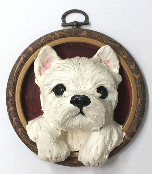 【ウエスティ ホワイトテリア 犬のリース】創作粘土工芸家の作品