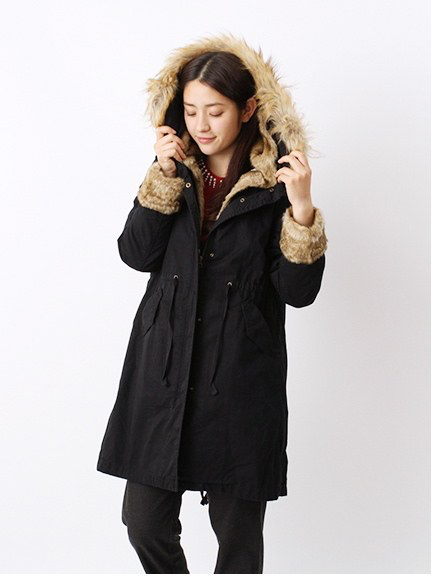 新品 今期 アース earth music&ecology エコファーモッズコートM