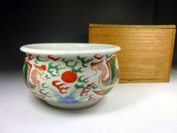 【陶酔】　南京赤絵鳳凰図鉢