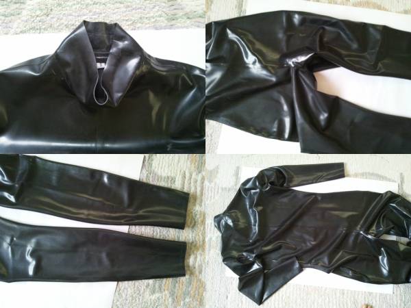 ラテックス ラバー キャットスーツ ネックエントリー latex 男XL Latex