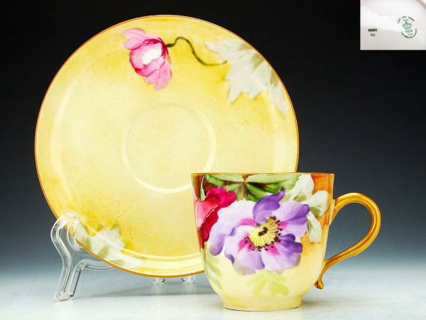 アンティーク リチャードジノリ・金彩手彩色芥子花図紋　C&S