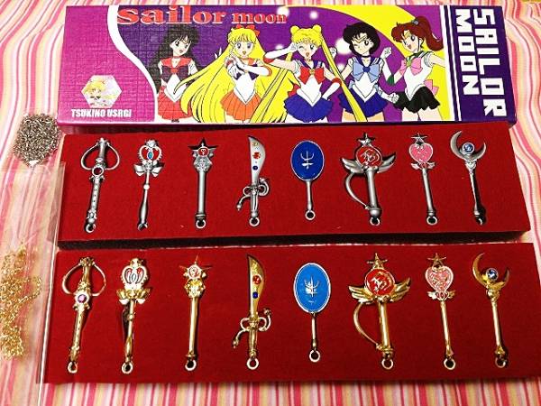 セーラームーン ロッド スティック ペンダント 金銀2セット 1円