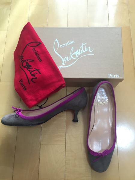 クリスチャン ルブタン グレー スウェードパンプス 37.5