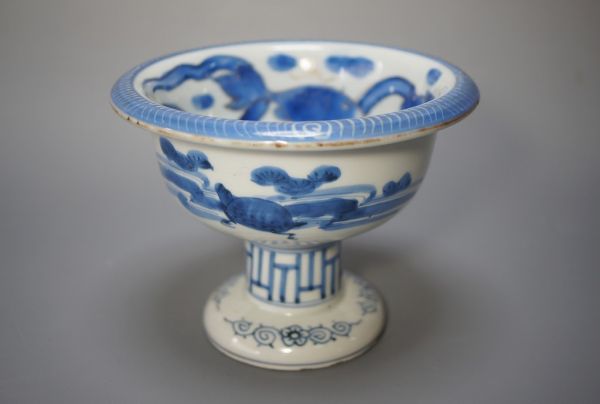 古伊万里 富貴長春 染付蛸唐草牡丹文長皿/長角皿