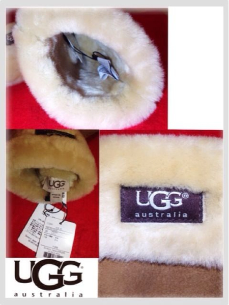 タグ付新品UGGグローブ手袋ムートン本革レザー女性M本物キャメル