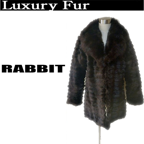 SE RC【毛皮●jur-an】高級*ラビットハーフ70cmコート茶