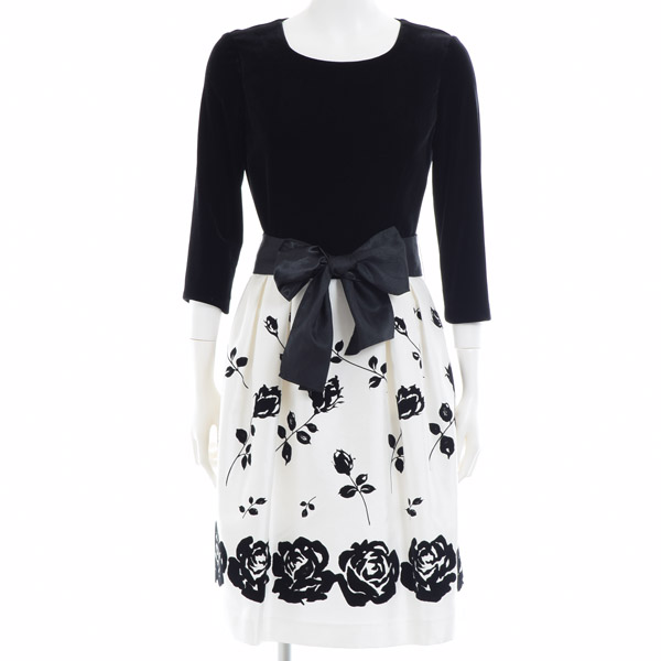 ◆美品◆M's GRACY◆ベロア×花柄 切替ワンピース 38・fl18