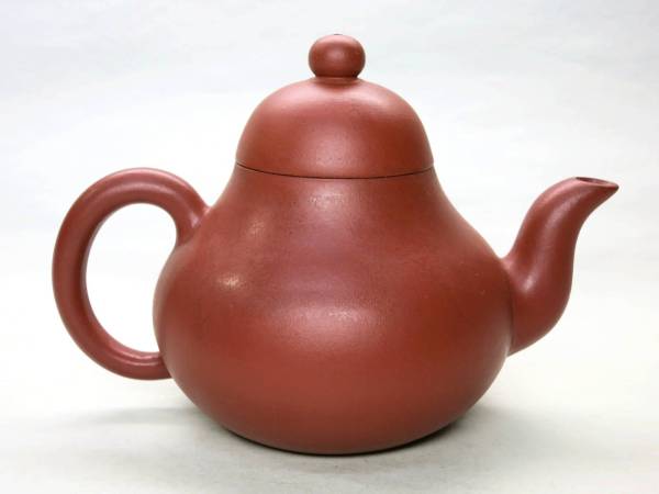 孟臣 朱泥瓢形茶壺 全長13cm 無傷美品 朱泥急須 中国
