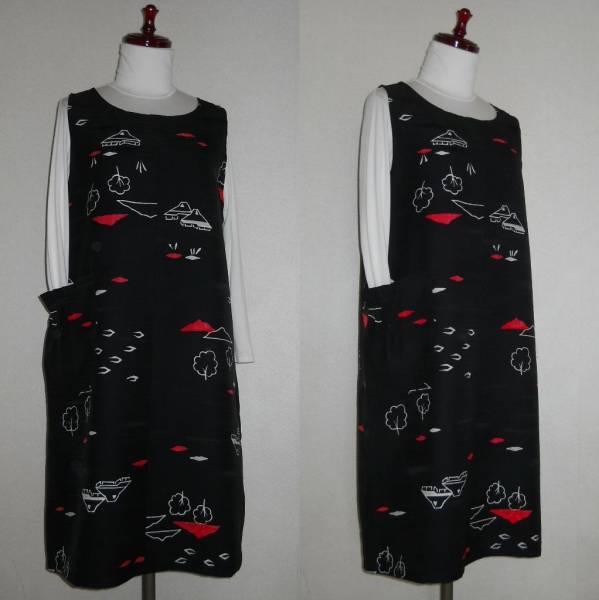 着物リメイク＊くまもんカラーの縮緬ジャンスカワンピース！