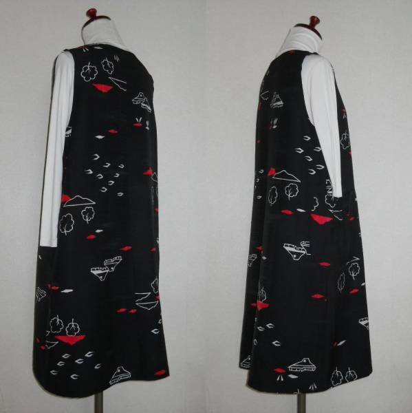 着物リメイク＊くまもんカラーの縮緬ジャンスカワンピース！