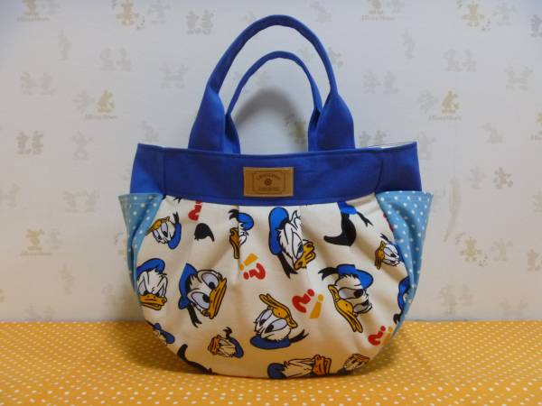 ドナルドの顔がいっぱい柄ころぽてバッグ L 手作り ハンドメイド