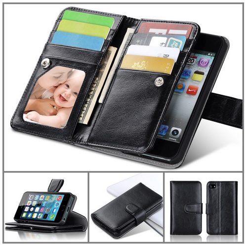 【新品】海外限定モデルiPhone5/5sレザーケースカバー手帳★黒