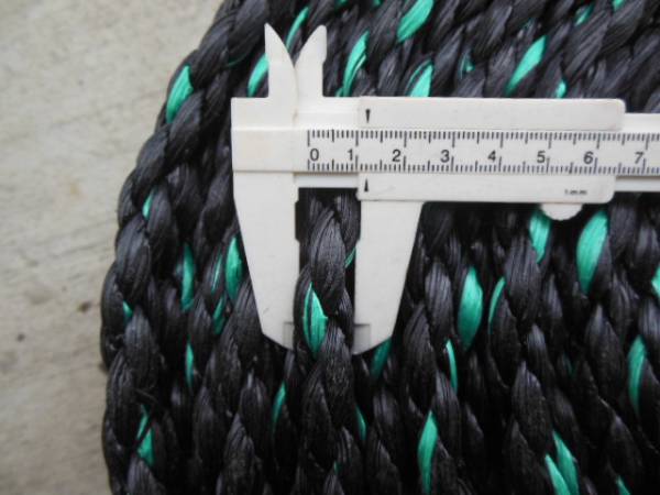 激安・新品・国産☆黒/緑入りPEニコ打ちロープ ★12mm 11Kg⑥