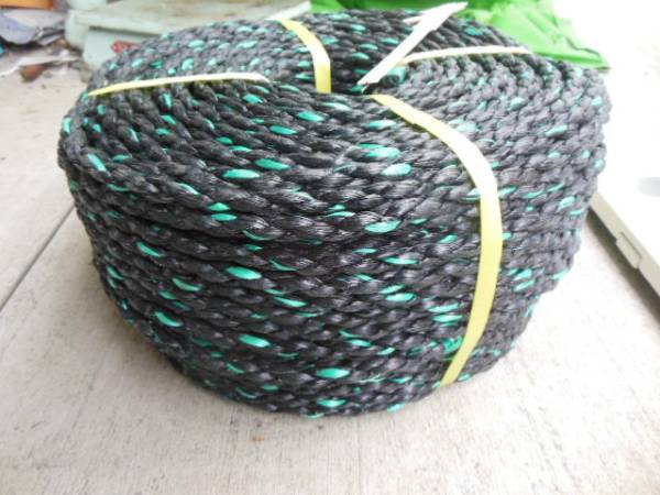 激安・新品・国産☆黒/緑入りPEニコ打ちロープ ★12mm 11Kg⑥