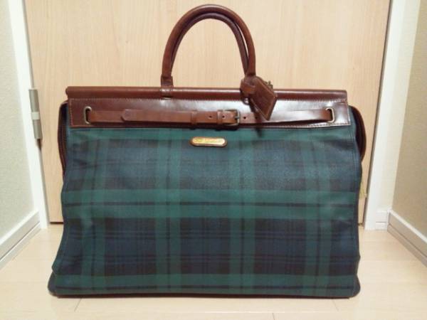 Poloポロラルフローレン レザーボストンバッグ ブラックウォッチ