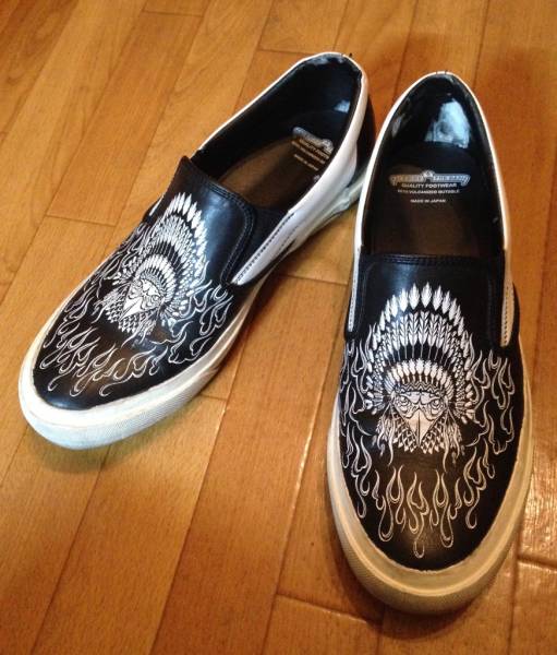 ★ BACKBONE バックボーン レザー スニーカー スリッポン L ★