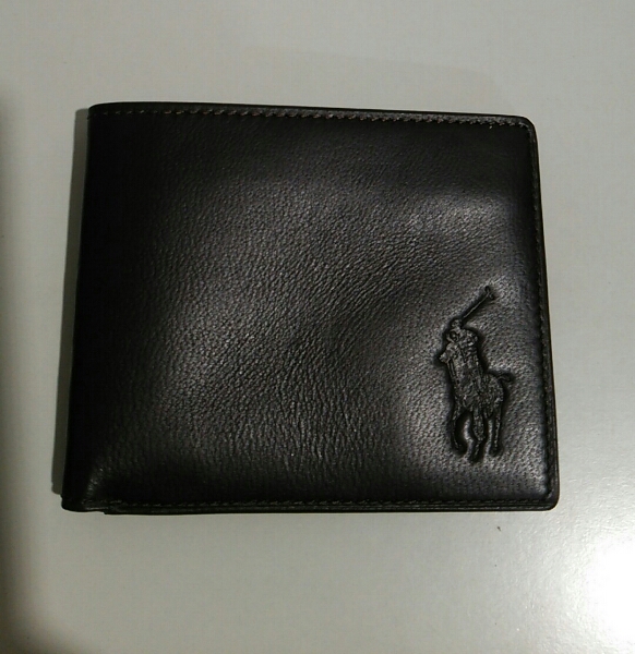 新品：ラルフローレン茶色、羊革折財布