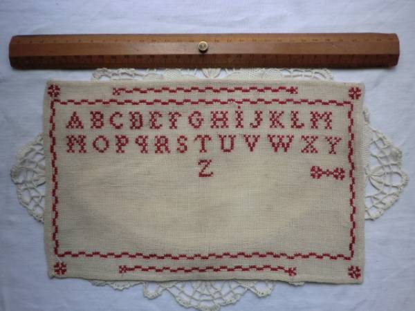 フランスアンティーク刺繍ABCDアルファベットサンプル１９世紀末