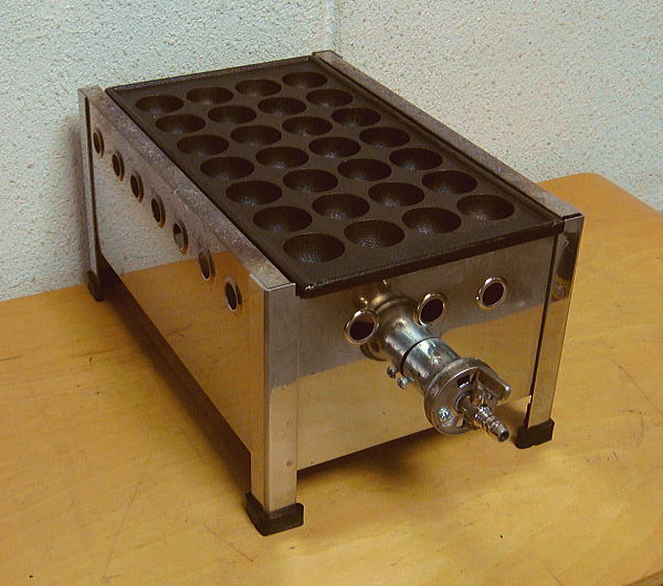 中古業務用プロパンLPガス鉄板たこ焼き機タコヤキ直径38㎜/28穴
