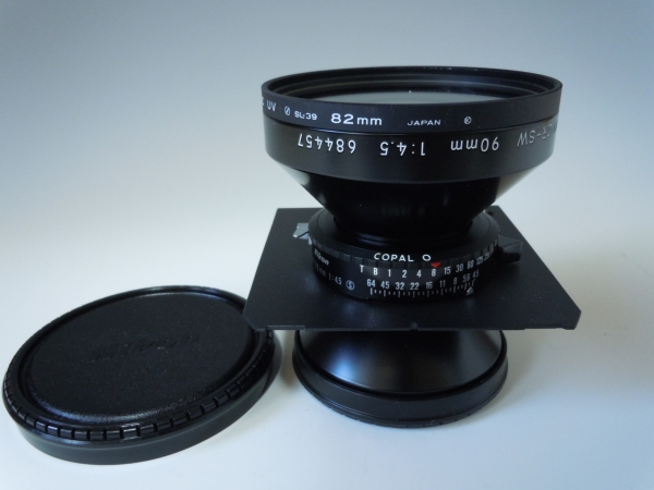 【ニコン NIKKOR-SW 90mm f4.5 リンホフ規格ボード 極美品】