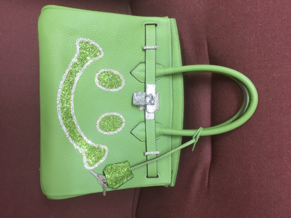 バーキン風 デコ スマイル スワロフスキー バック