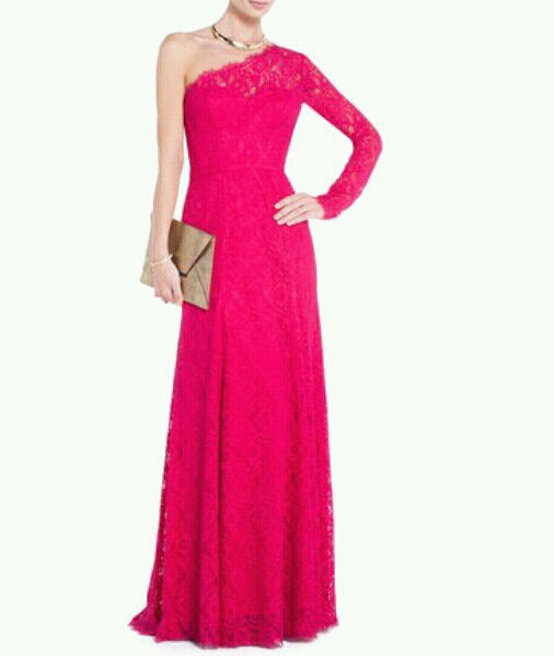 □□BCBGMAXAZRIA□□ 総レースPINK ロングドレス定7.8万円