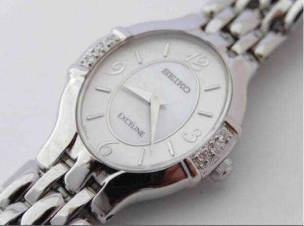 超美品◆SEIKOセイコー◆エクセリーヌ シルバー クオーツ ダイヤ