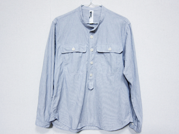 MHL.マーガレットハウエル　バンドカラー　ストライプ　長袖シャツ　S MHL.