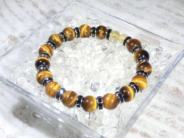 黒◆タイチンルチル タイガーアイ 天然石ブレス◇パワーストーン