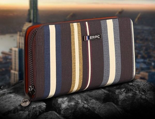 即決 ストライプ長財布ERPC　大人気メンズ☆ 新品