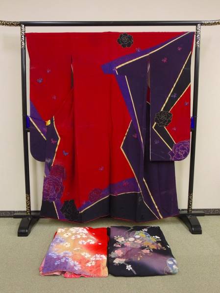 A709-2152●関着/振袖/森英恵含/パールトーン他/3点中古/袷仕立