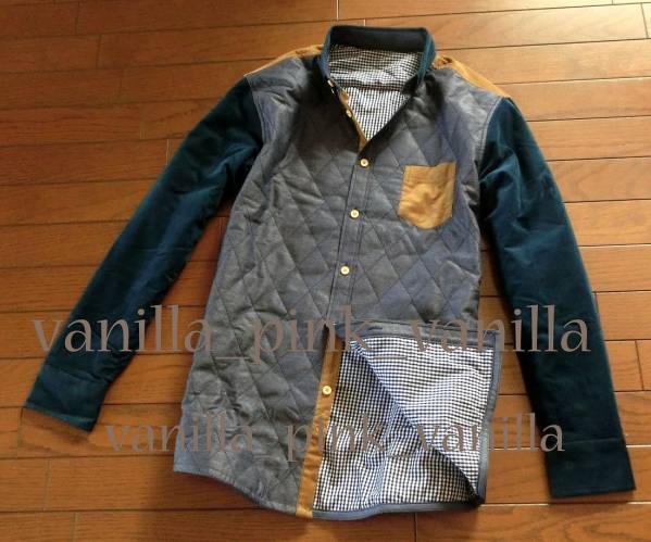 A73*新品*即納*厚手キルティング異素材ミックスシャツ*L相当