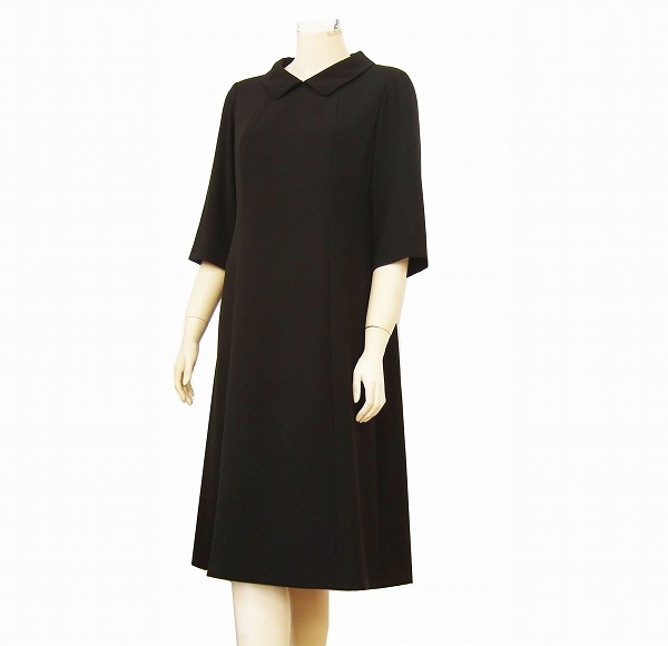 d極美品★カインドウェア★黒フォーマル*7分袖ワンピース*大きめ